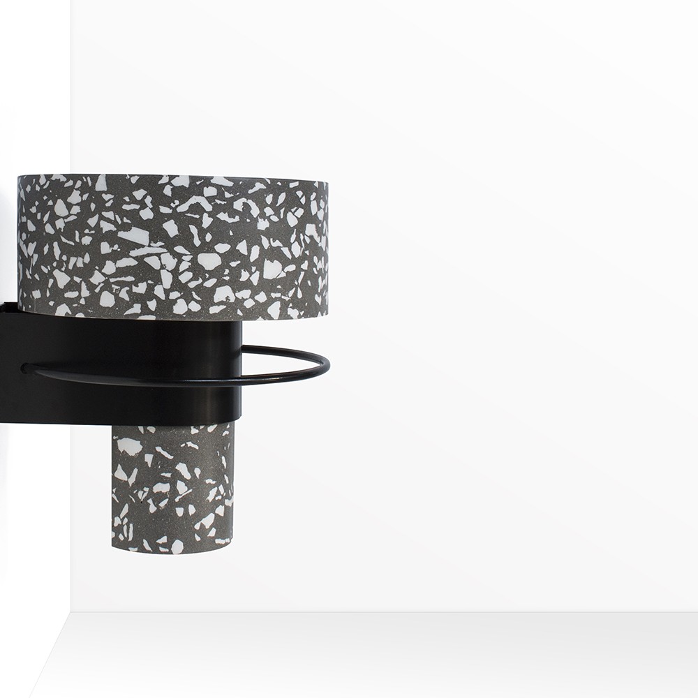 BALCONY wall mounted BLACK TERRAZZO side view  by Sotiris Lazou designstudio for Urbi et Orbi lavabo de cemento 2