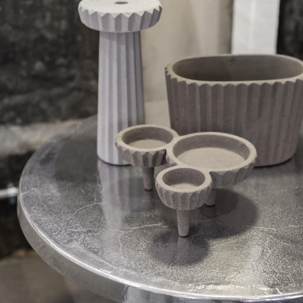 siman collection concrete tableware Gervasoni showroom Photo  Francesca Iovene styling Beatrice Rossetti Studio Art Direction Studio Otto  Paola Navone