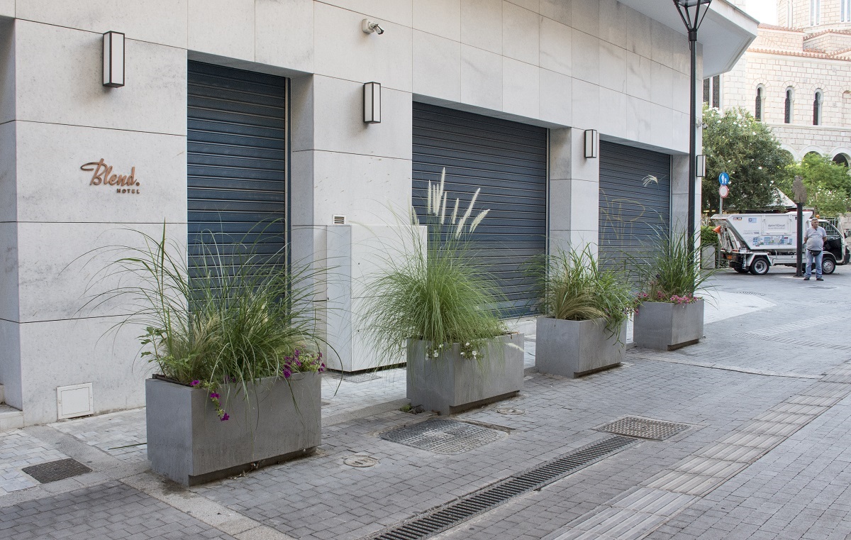 urbietorbi concrete planters Athens commercial triangle