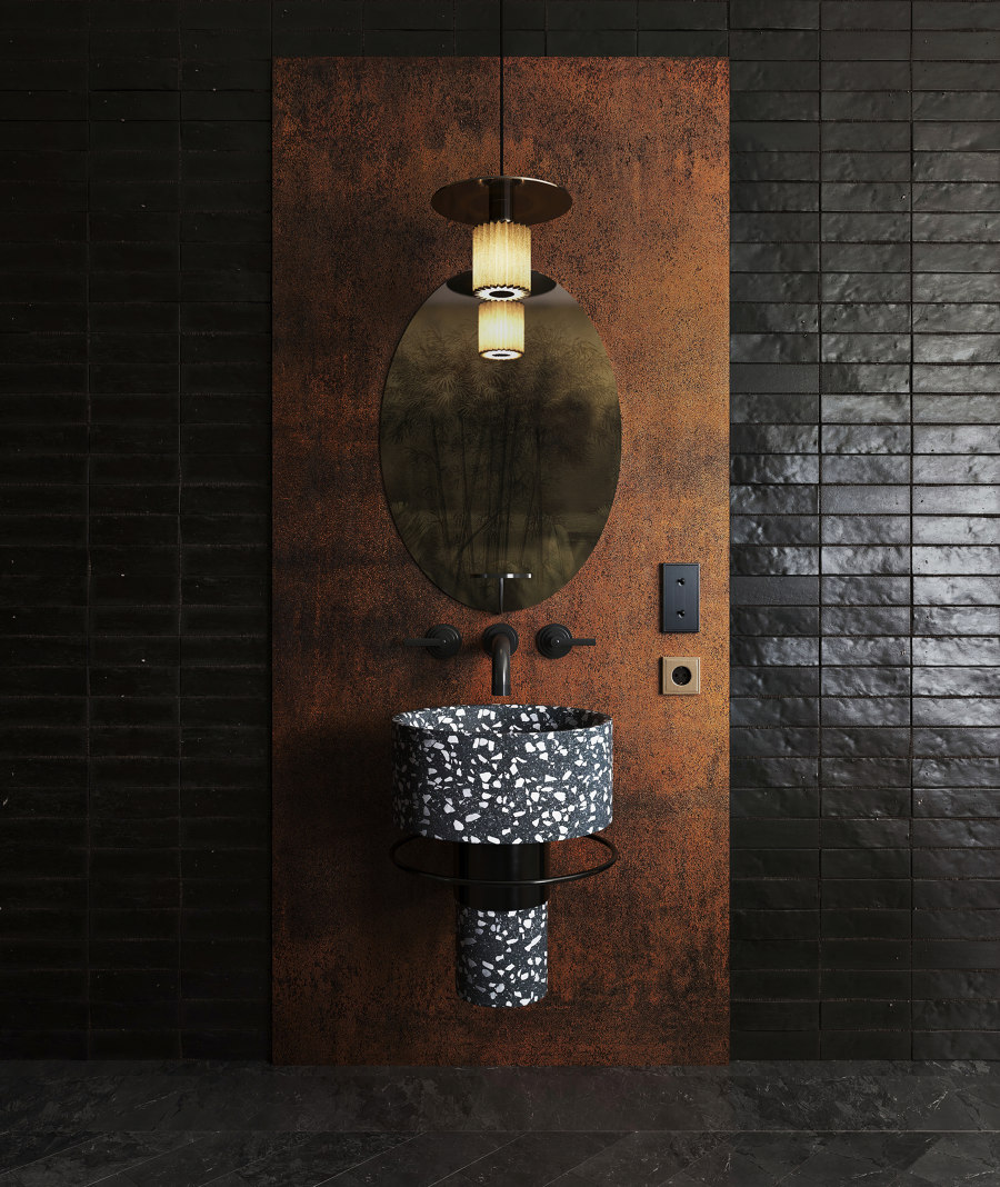 Radikal Klassisk Puntofilipino BALCONY BLACK TERRAZZO By Sotiris Lazou Designstudio For Urbi Et Orbi Cement Washbasin